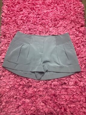 Express Light Gray High-Waist Pleated Dress Shorts